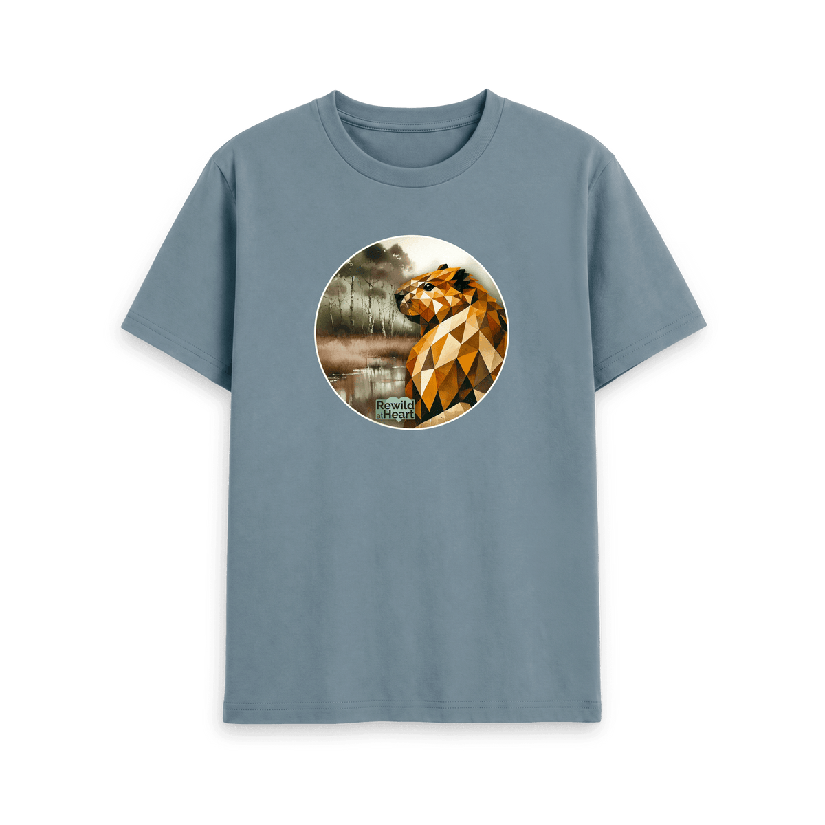 Stone Blue Printed T-shirt Front