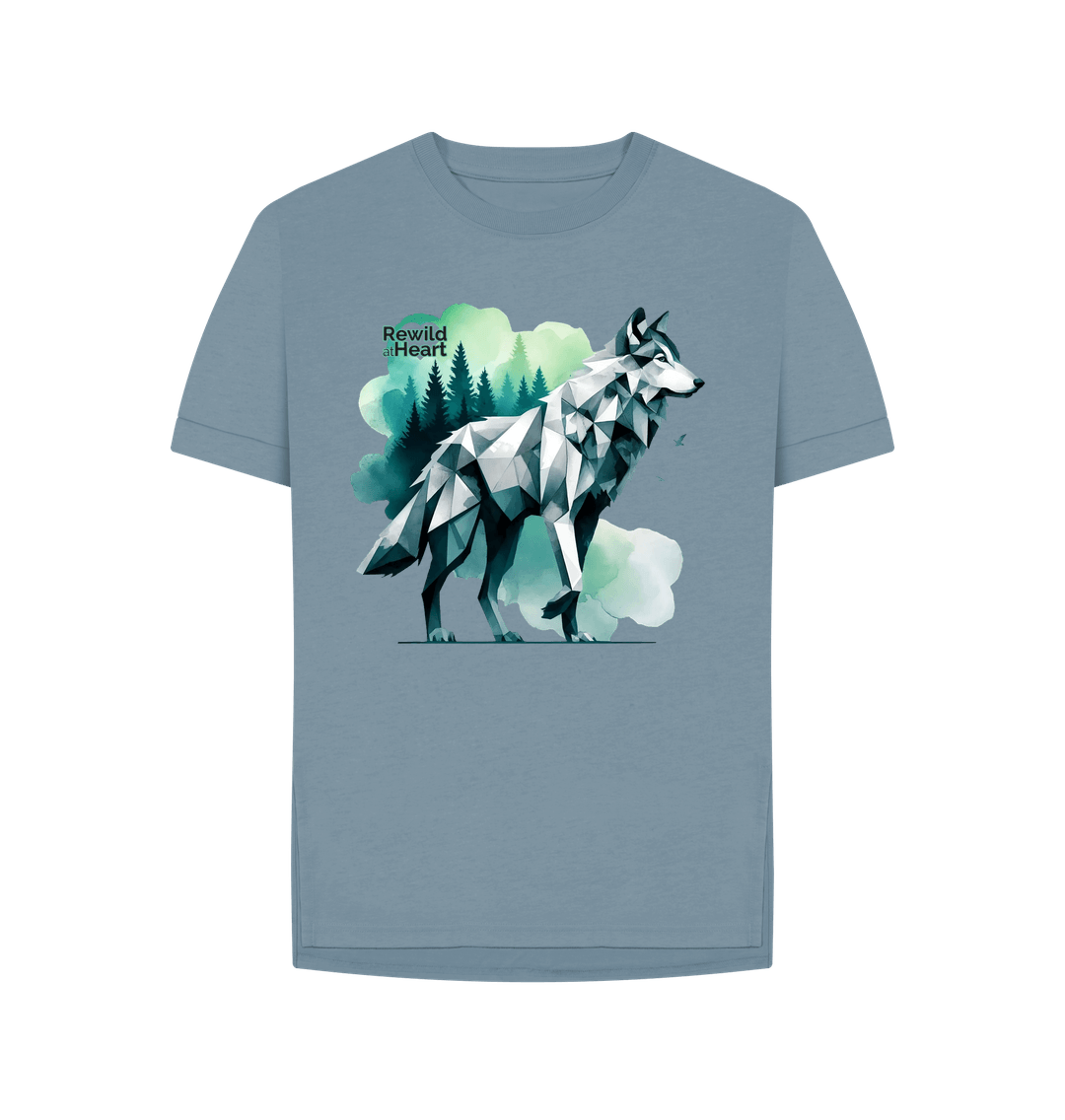 Stone Blue Wolf Relaxed-Fit Women's T-Shirt