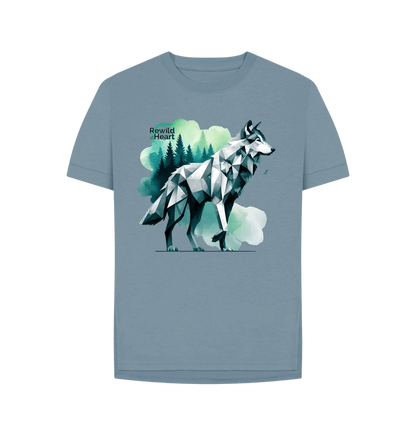 Stone Blue Wolf Relaxed-Fit Women's T-Shirt