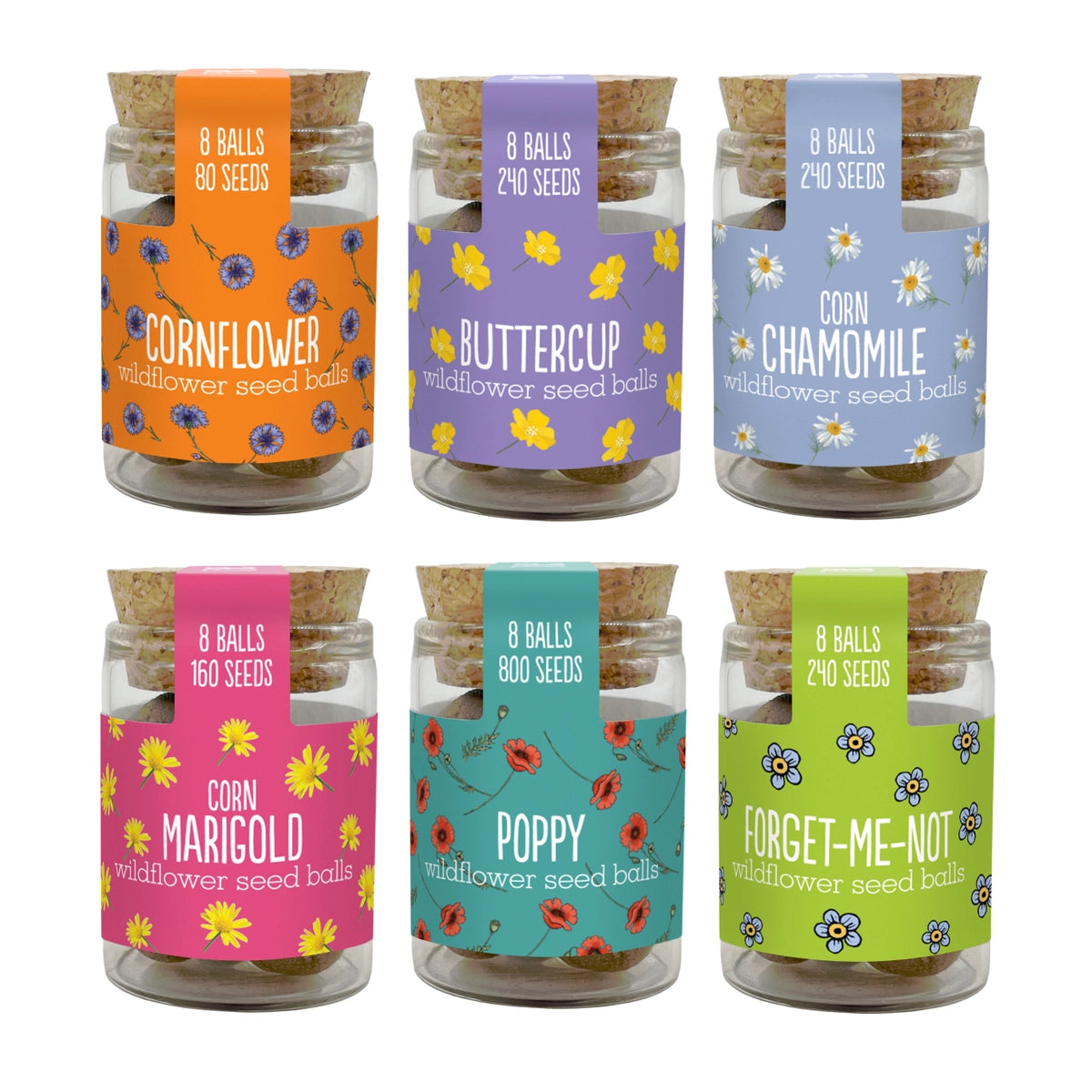 Mini Wildflower Seed Ball Jars: 6 Varieties