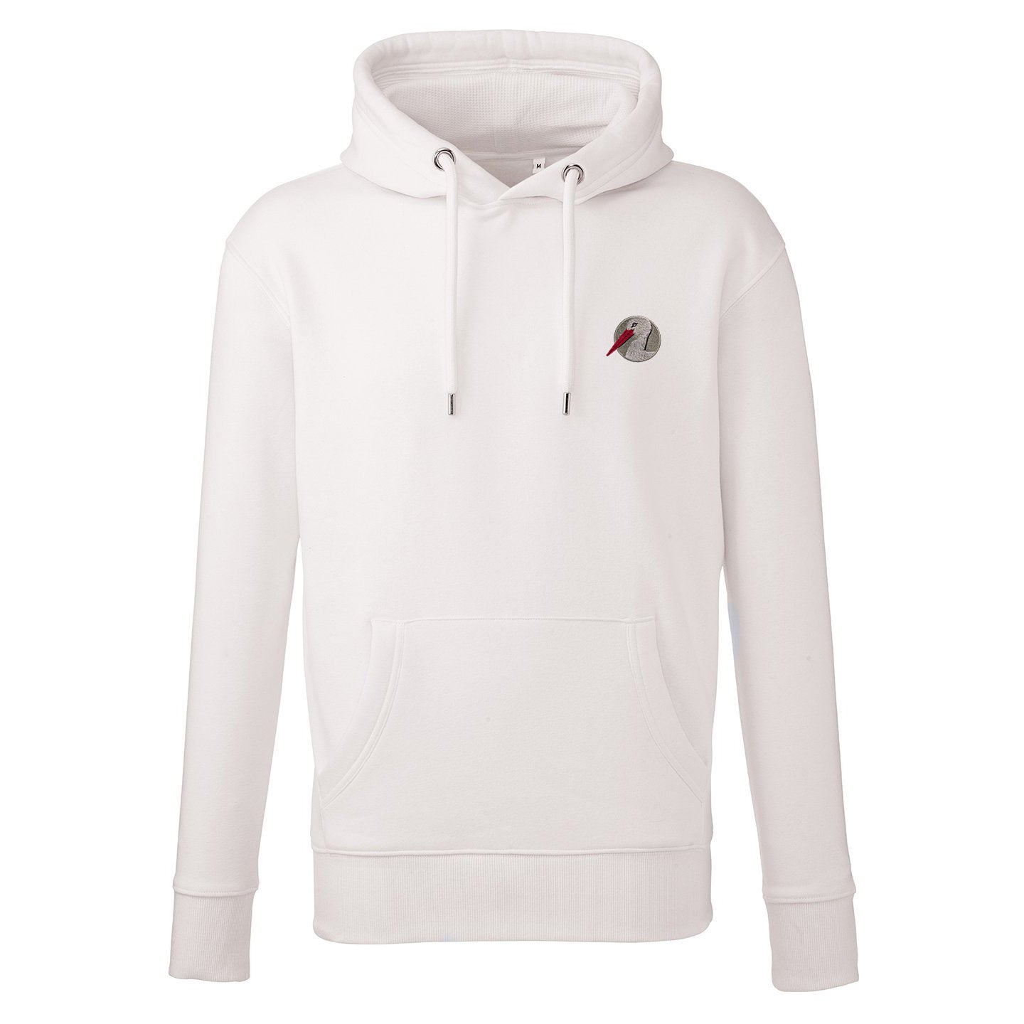 White Stork Portrait Embroidered Unisex Hoodie