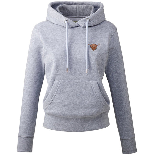 Highland Cow Embroidered Ladies Hoodie