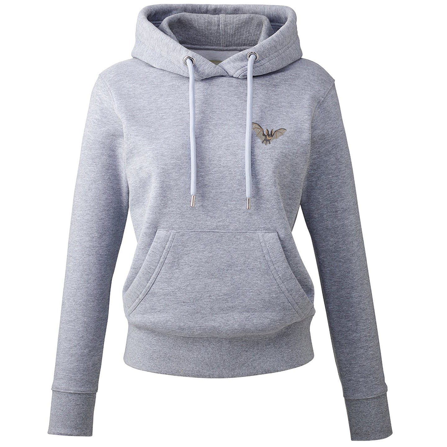 Grey Long-Eared Bat Embroidered Ladies Hoodie