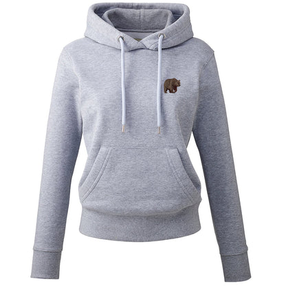 Brown Bear Embroidered Ladies Hoodie