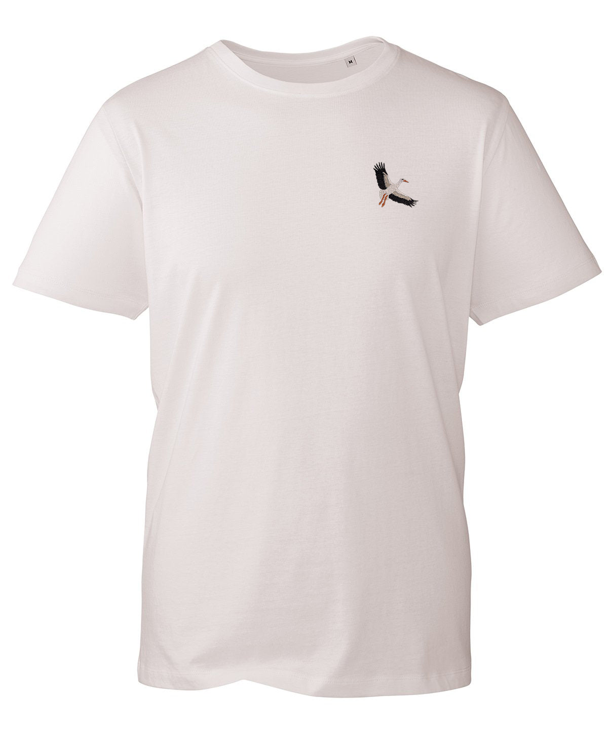 White Stork Flight Embroidered Unisex T-Shirt