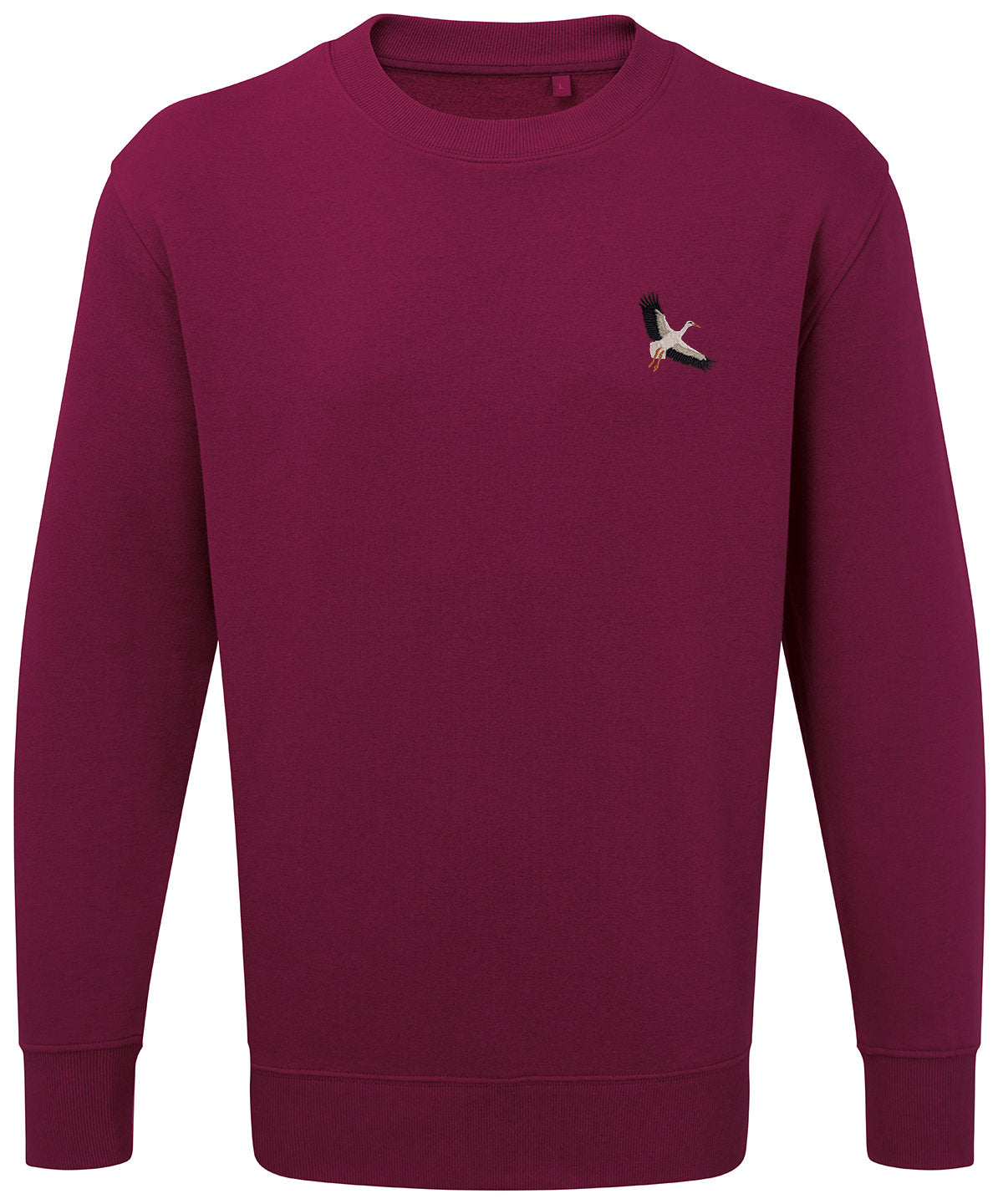 White Stork Flight Embroidered Unisex Jumper