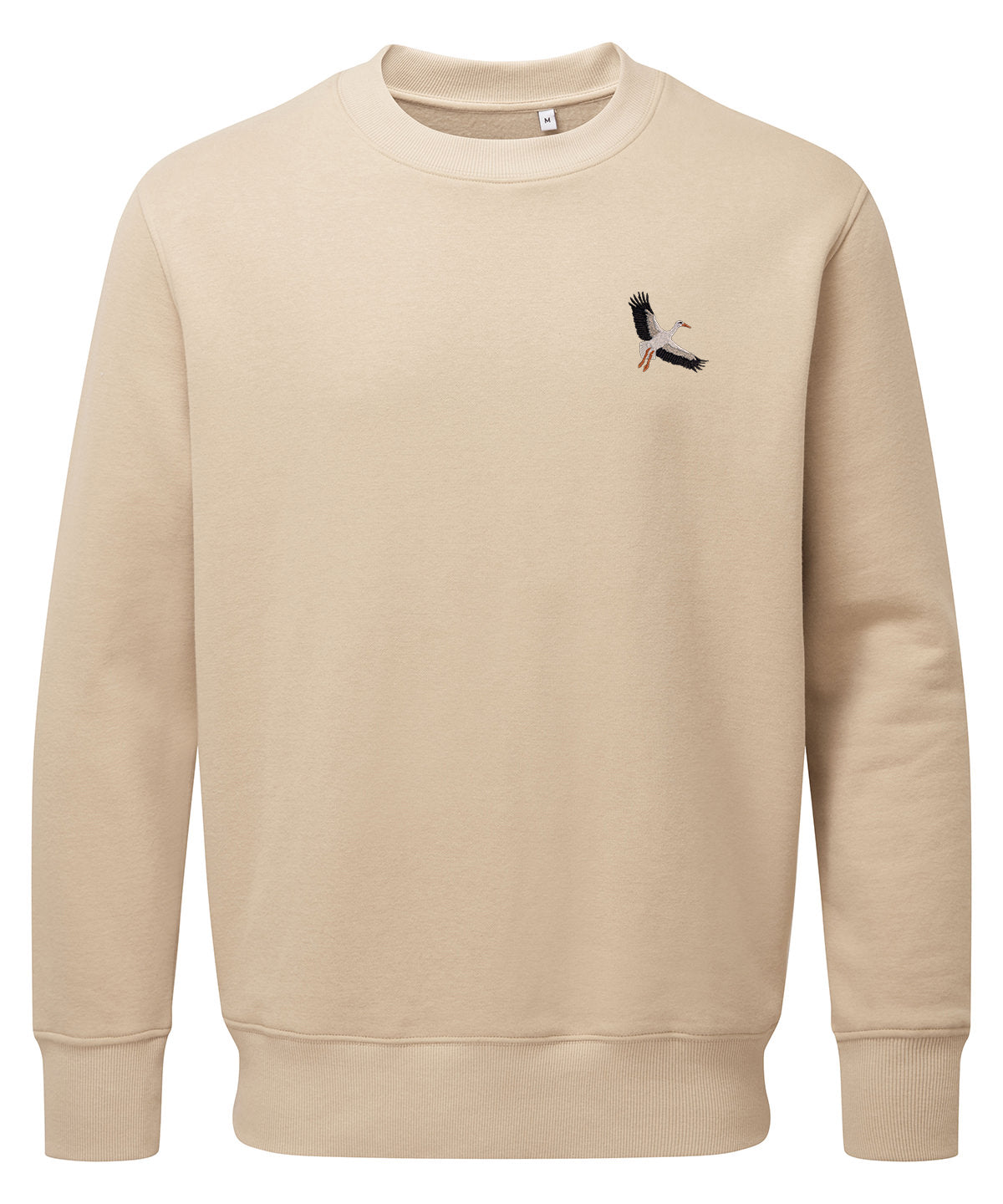 White Stork Flight Embroidered Unisex Jumper