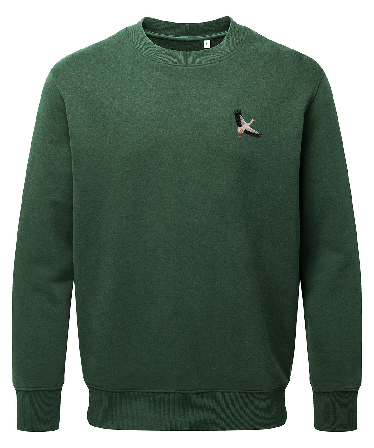 White Stork Flight Embroidered Unisex Jumper