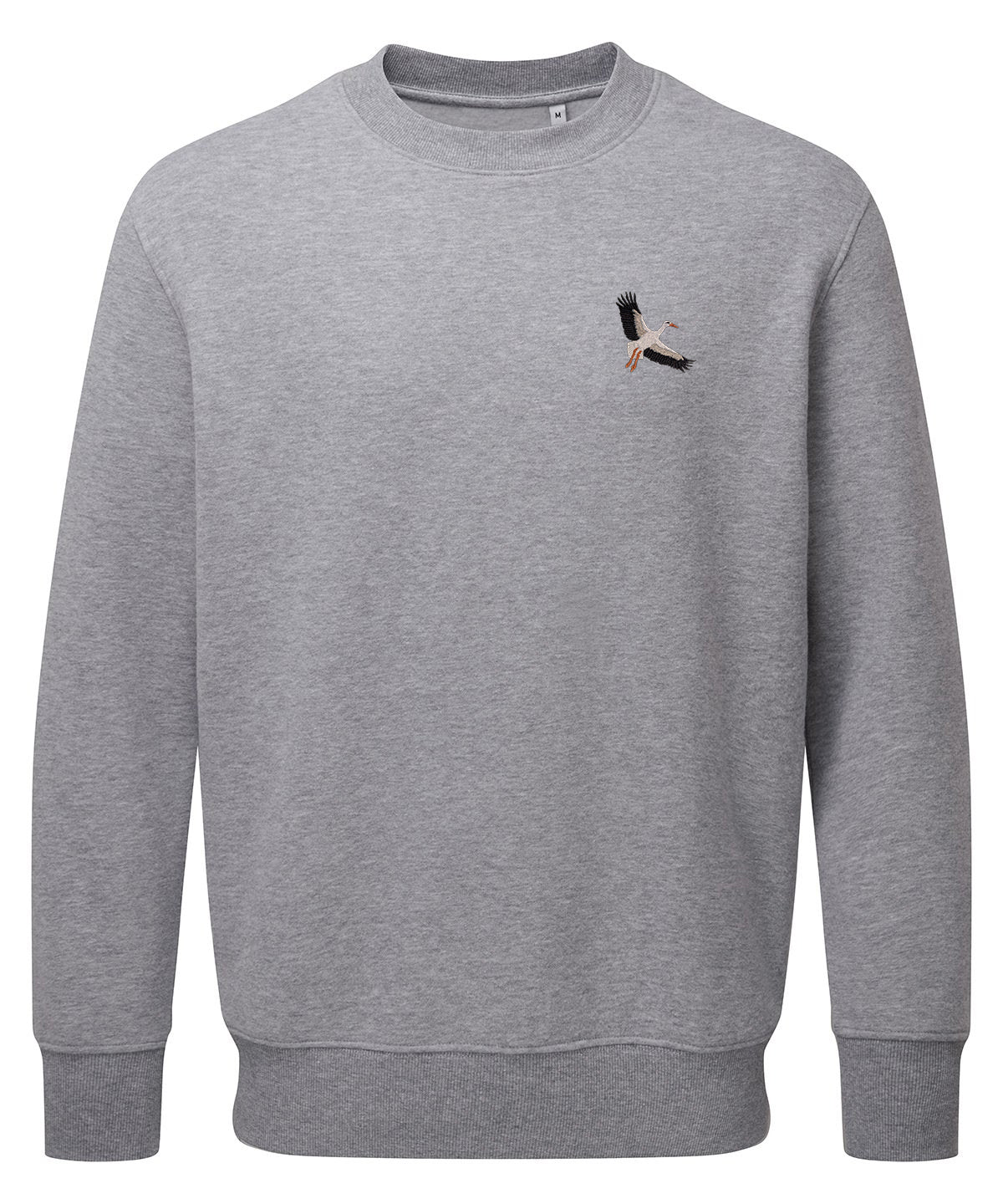 White Stork Flight Embroidered Unisex Jumper