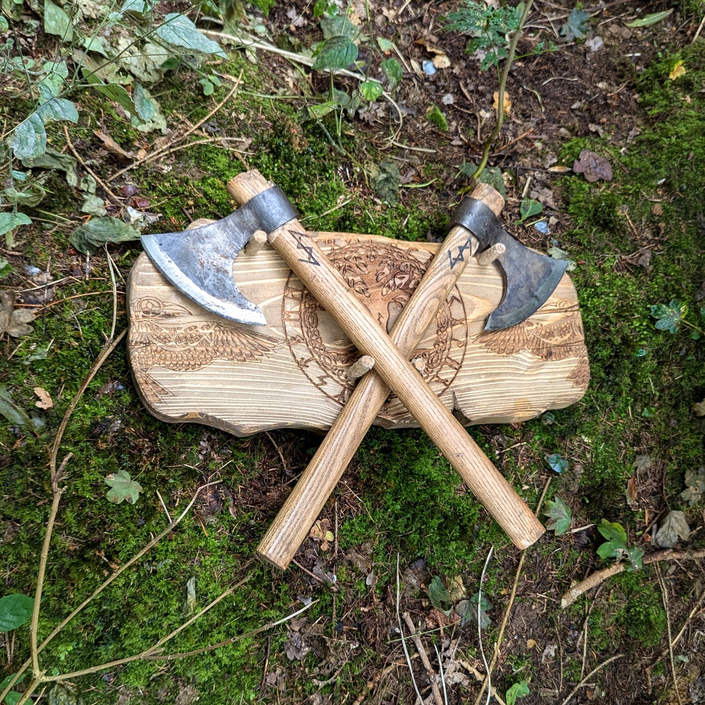 Hand-Crafted Wall-Mounted Viking Throwing Axe Holder