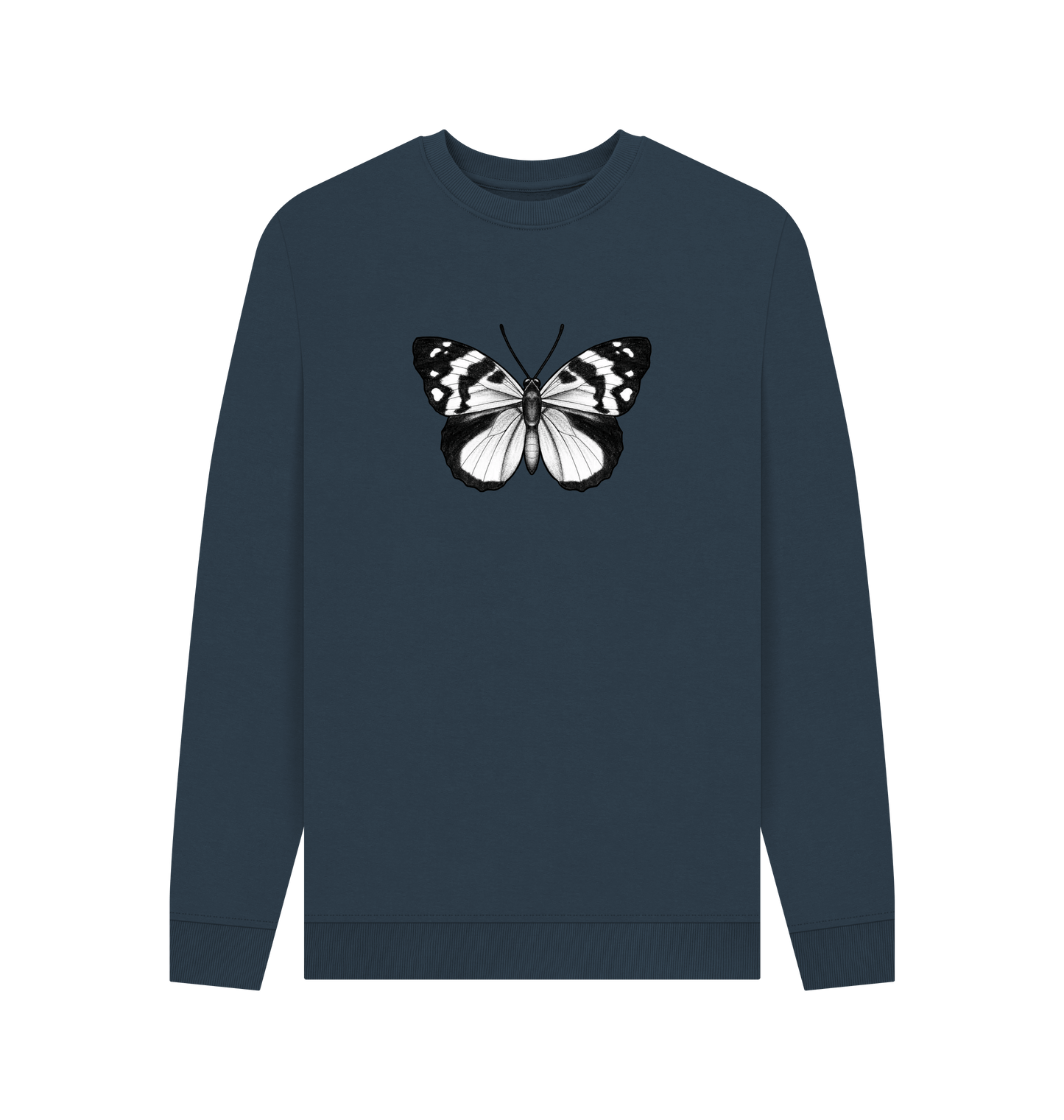 Navy Blue Printed Sweater Front