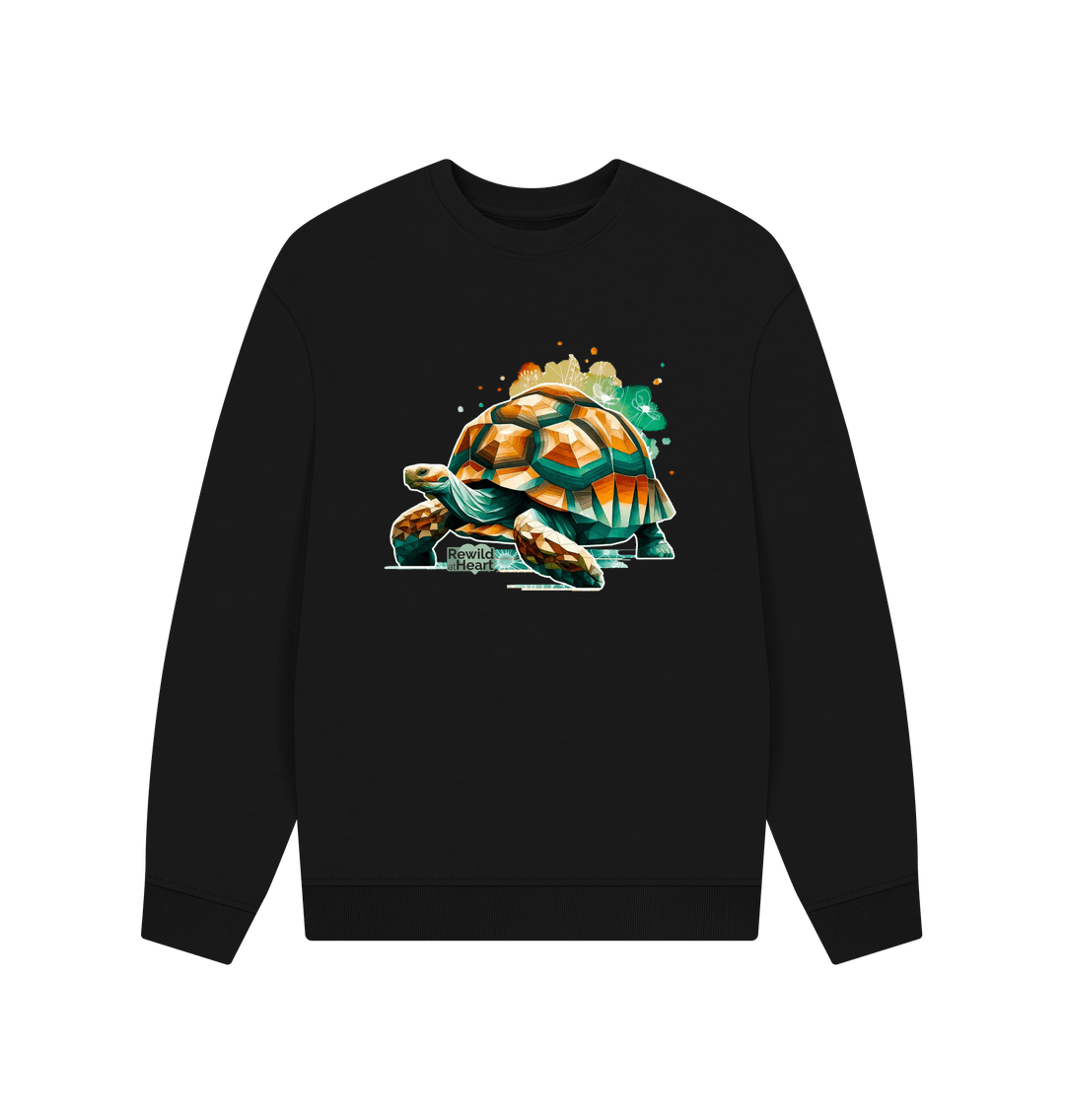 Black Giant Tortoise Wildflower Men's Oversized Sweater