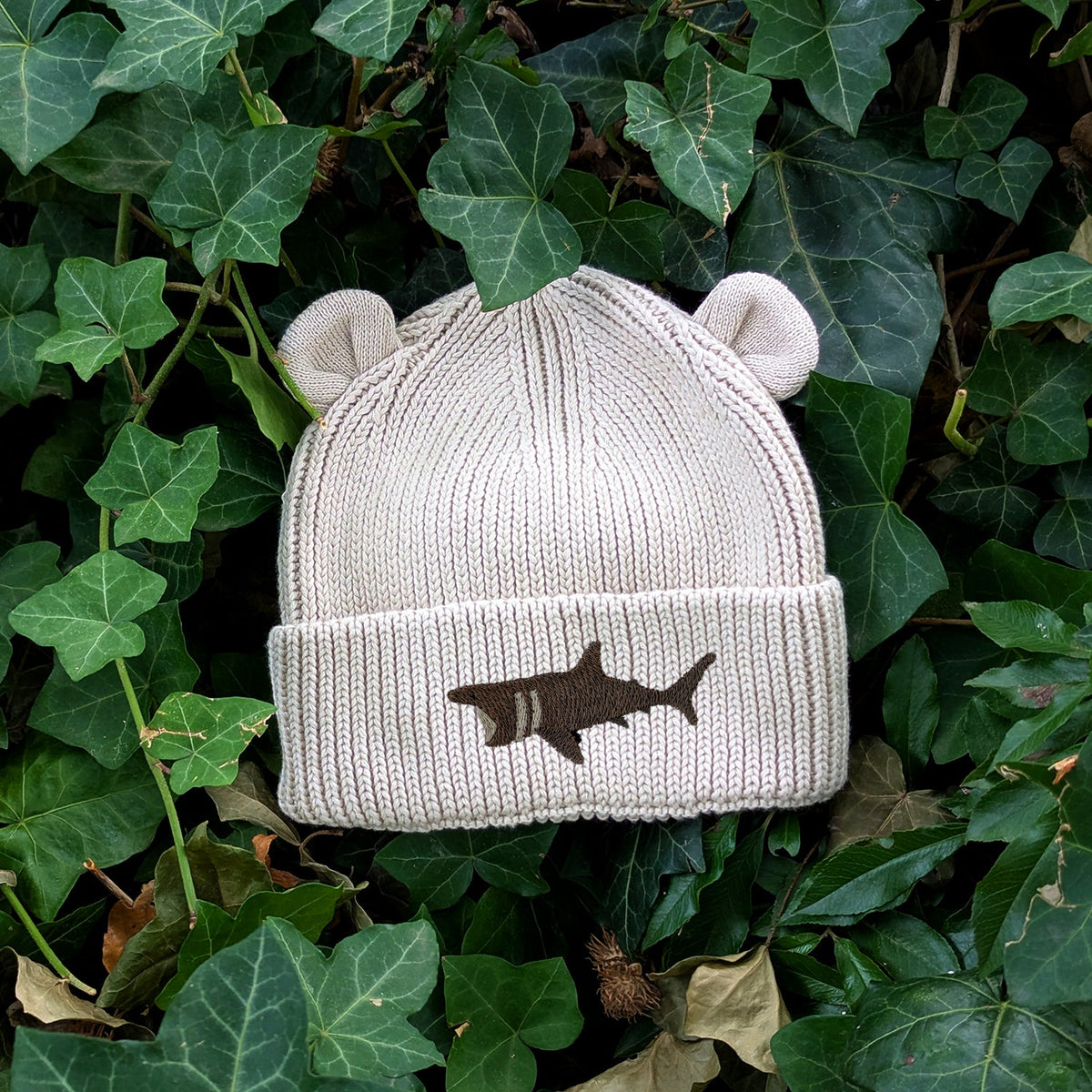 Basking Shark Embroidered Baby Bear Beanie (up to 2 years)