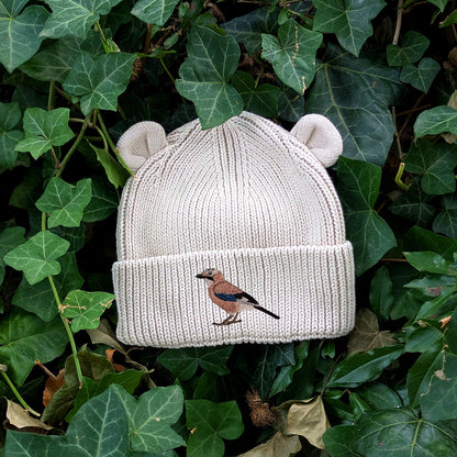 Eurasian Jay Embroidered Baby Bear Beanie (up to 2 years)