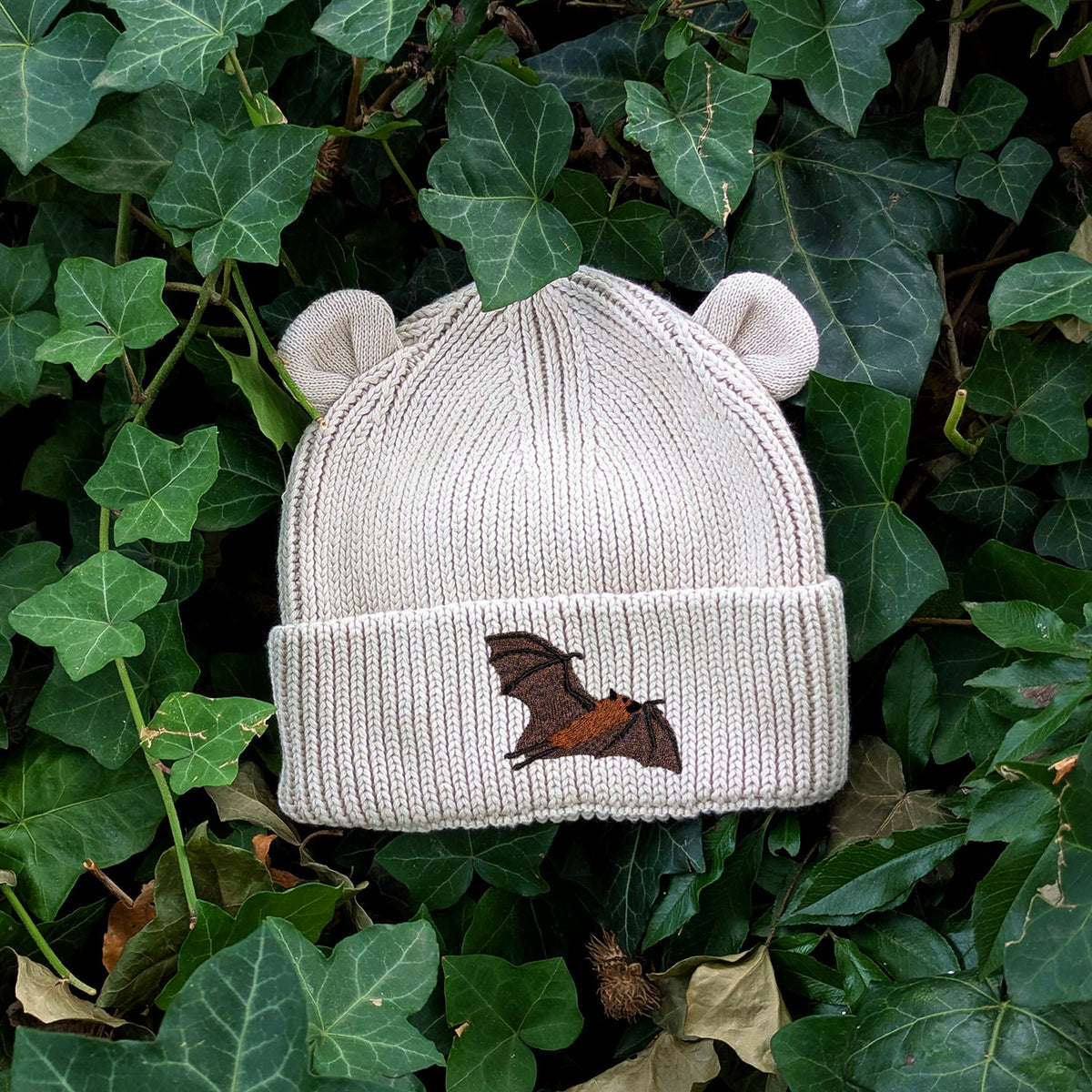 Fruit Bat Embroidered Baby Bear Beanie (up to 2 years)