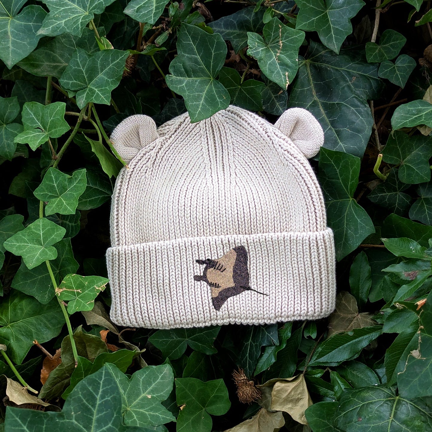 Manta Ray Embroidered Baby Bear Beanie (up to 2 years)