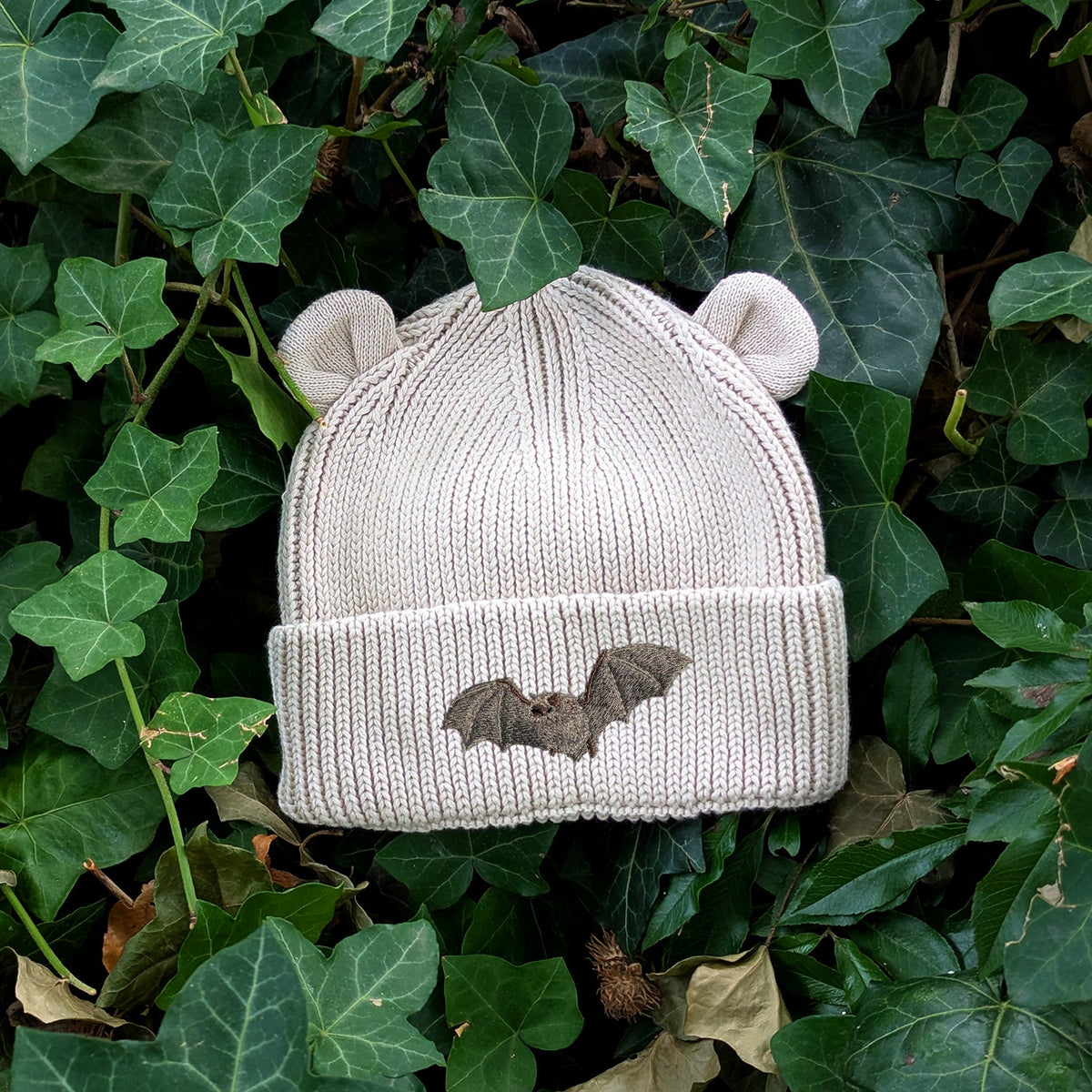 Natterer's Bat Embroidered Baby Bear Beanie (up to 2 years)