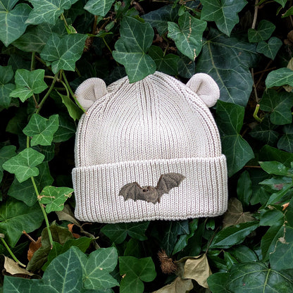 Natterer's Bat Embroidered Baby Bear Beanie (up to 2 years)