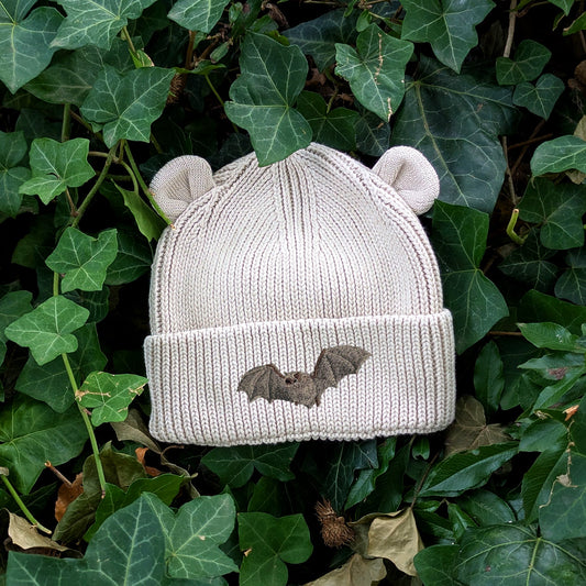 Natterer's Bat Embroidered Baby Bear Beanie (up to 2 years)