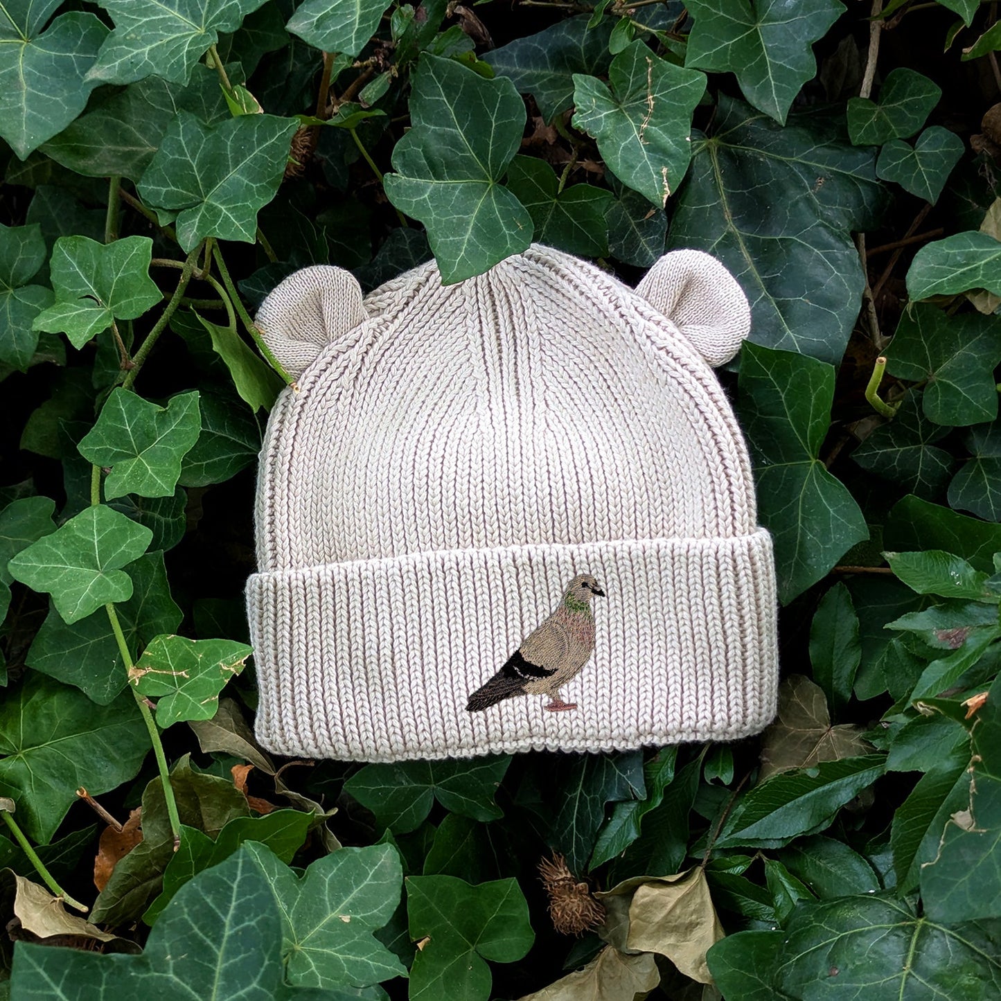 Pigeon Embroidered Baby Bear Beanie (up to 2 years)