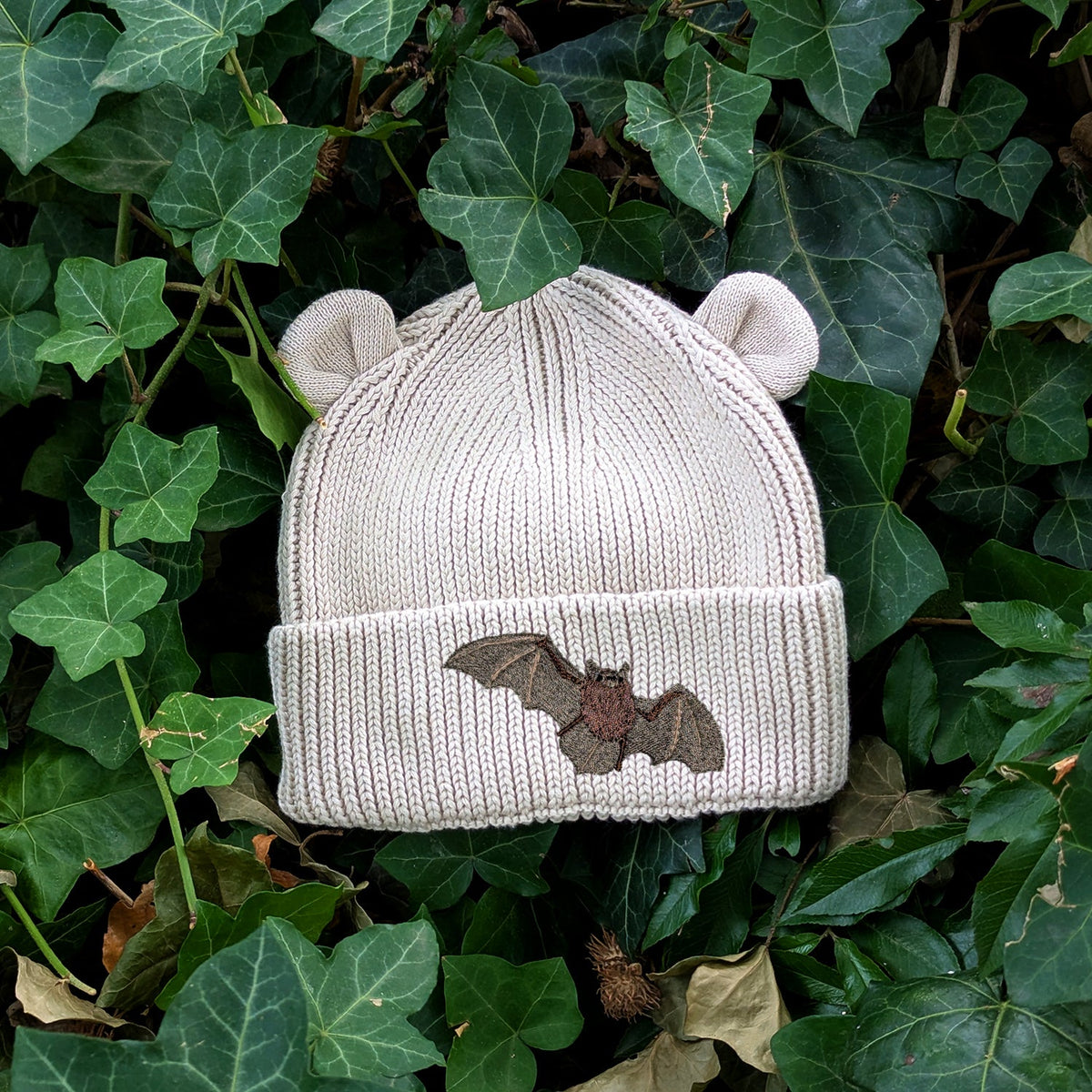 Pipistrelle Bat Embroidered Baby Bear Beanie (up to 2 years)