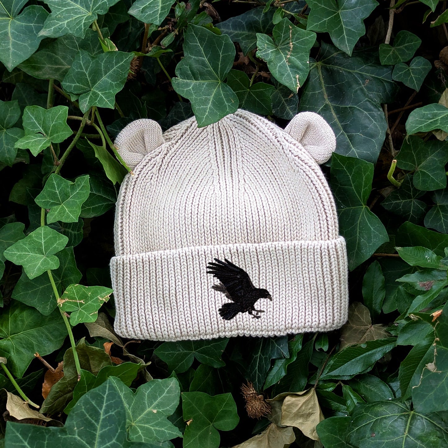 Raven Embroidered Baby Bear Beanie (up to 2 years)