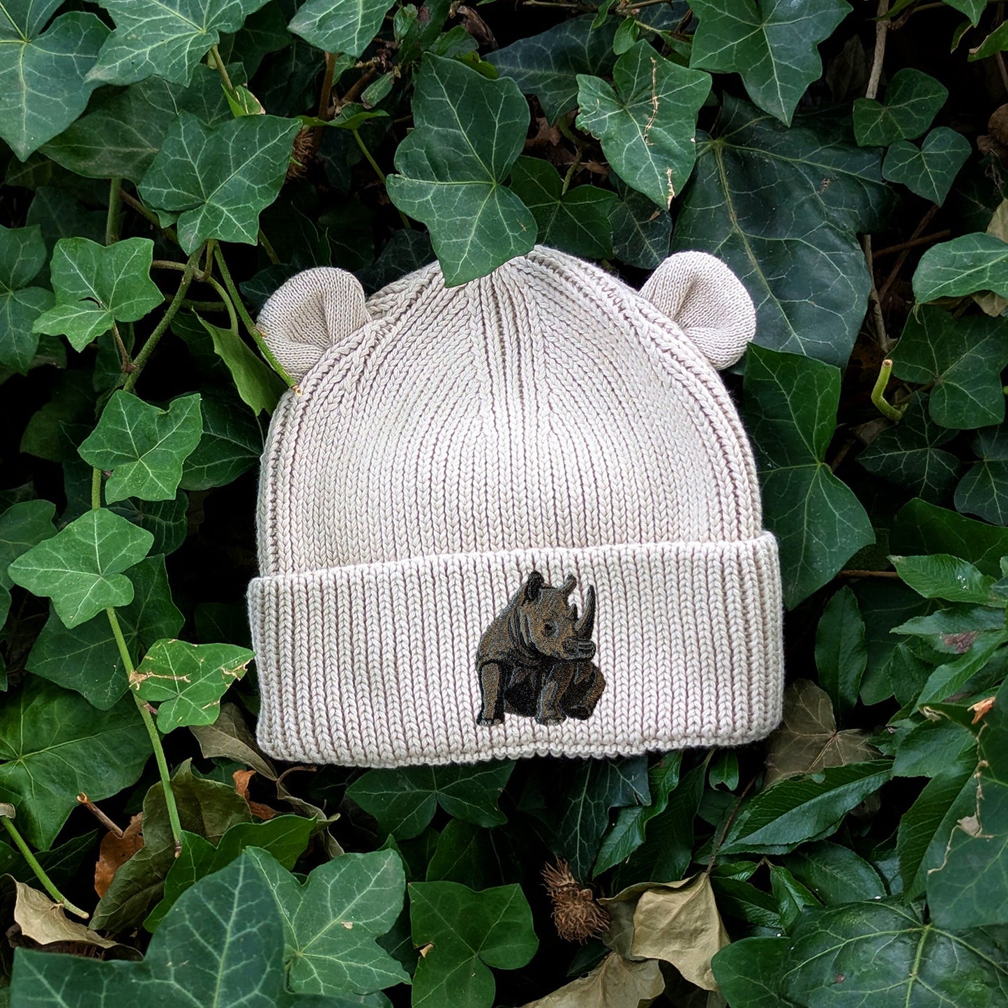 Rhino Embroidered Baby Bear Beanie (up to 2 years)