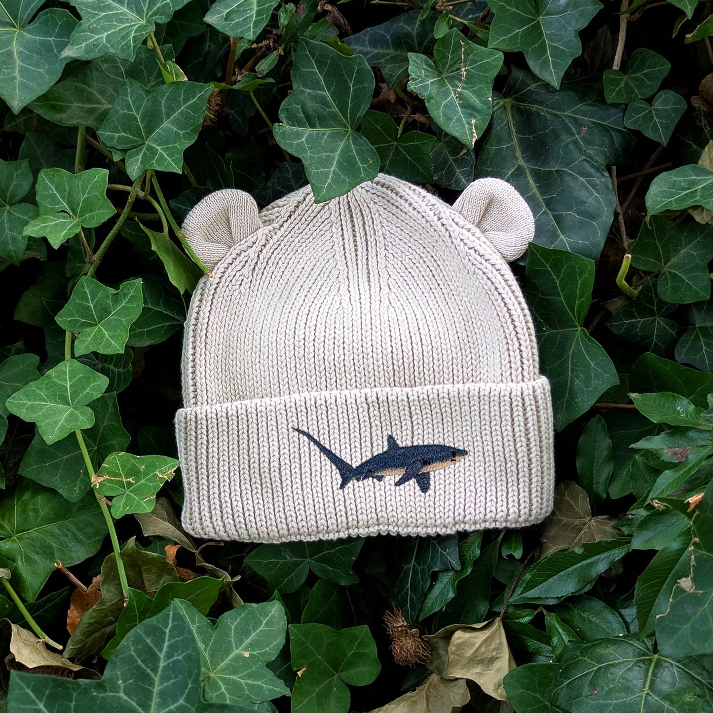 Thresher Shark Embroidered Baby Bear Beanie (up to 2 years)