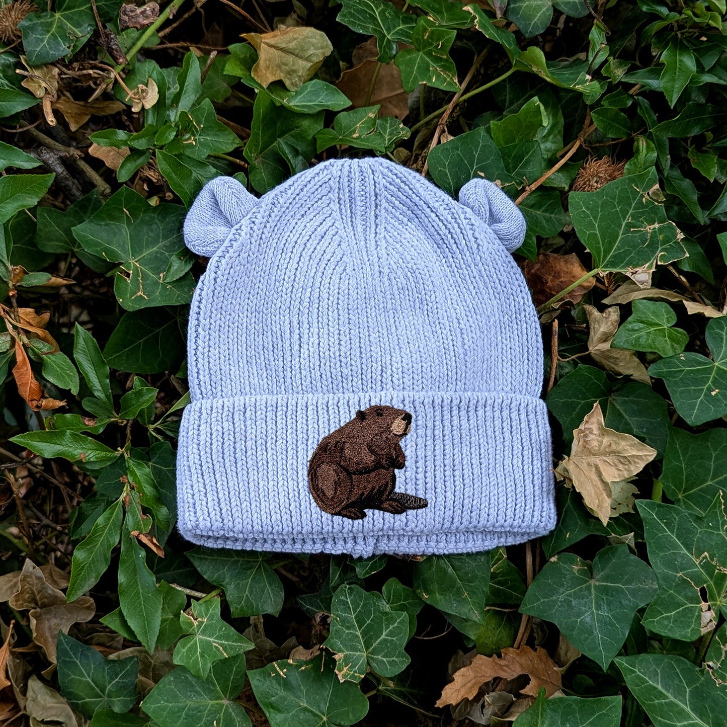 Beaver Embroidered Baby Bear Beanie (up to 2 years)