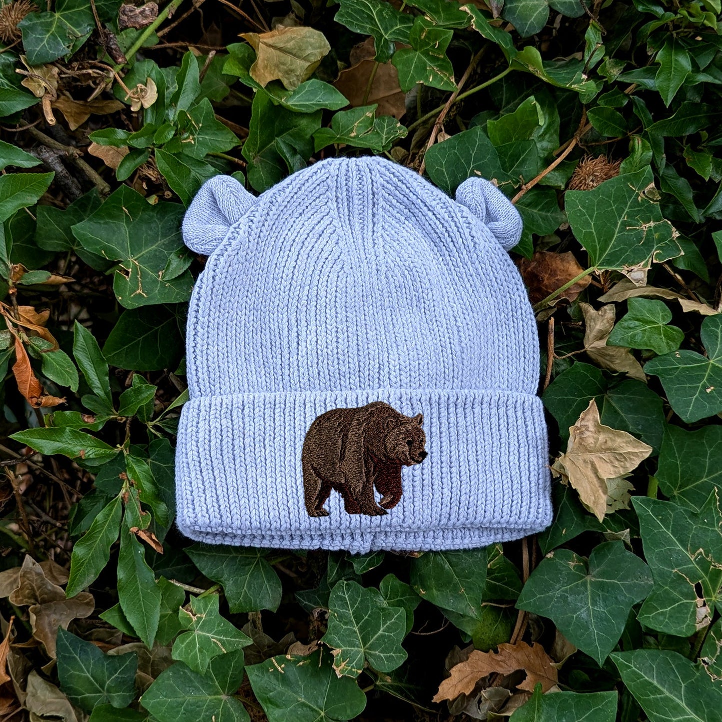 Brown Bear Embroidered Baby Bear Beanie (up to 2 years)