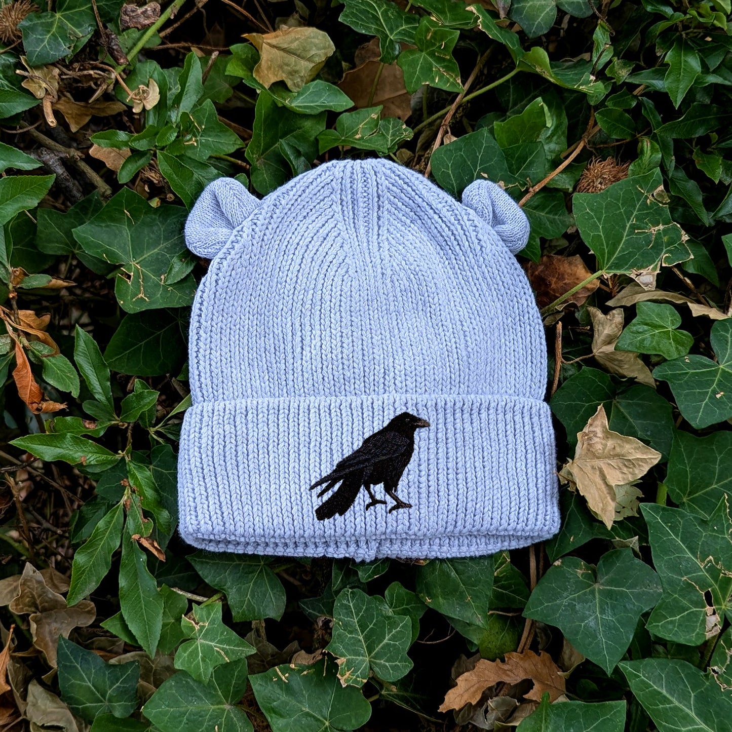 Crow Embroidered Baby Bear Beanie (up to 2 years)
