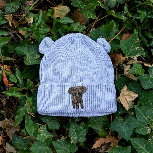 Elephant Embroidered Baby Bear Beanie (up to 2 years)