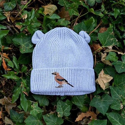 Eurasian Jay Embroidered Baby Bear Beanie (up to 2 years)