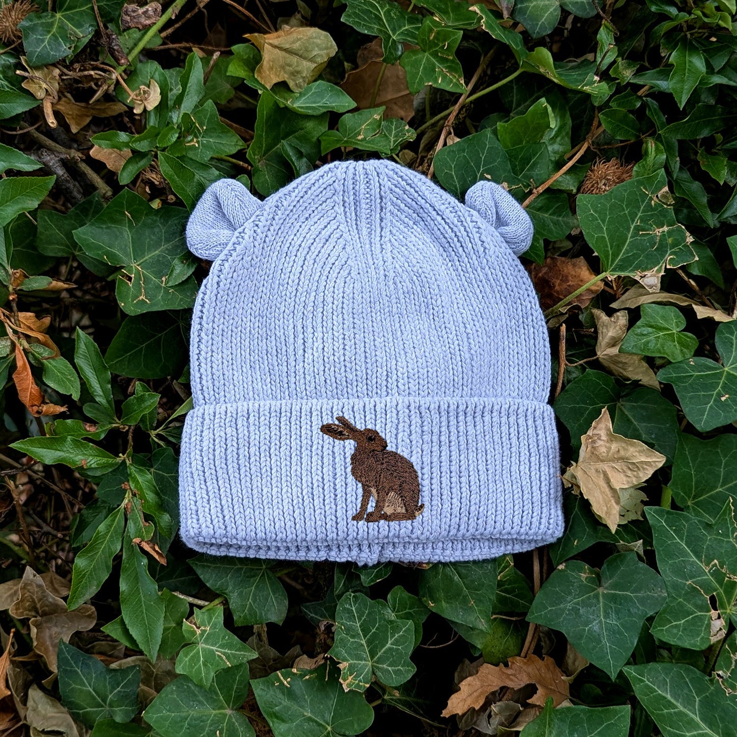Hare Embroidered Baby Bear Beanie (up to 2 years)