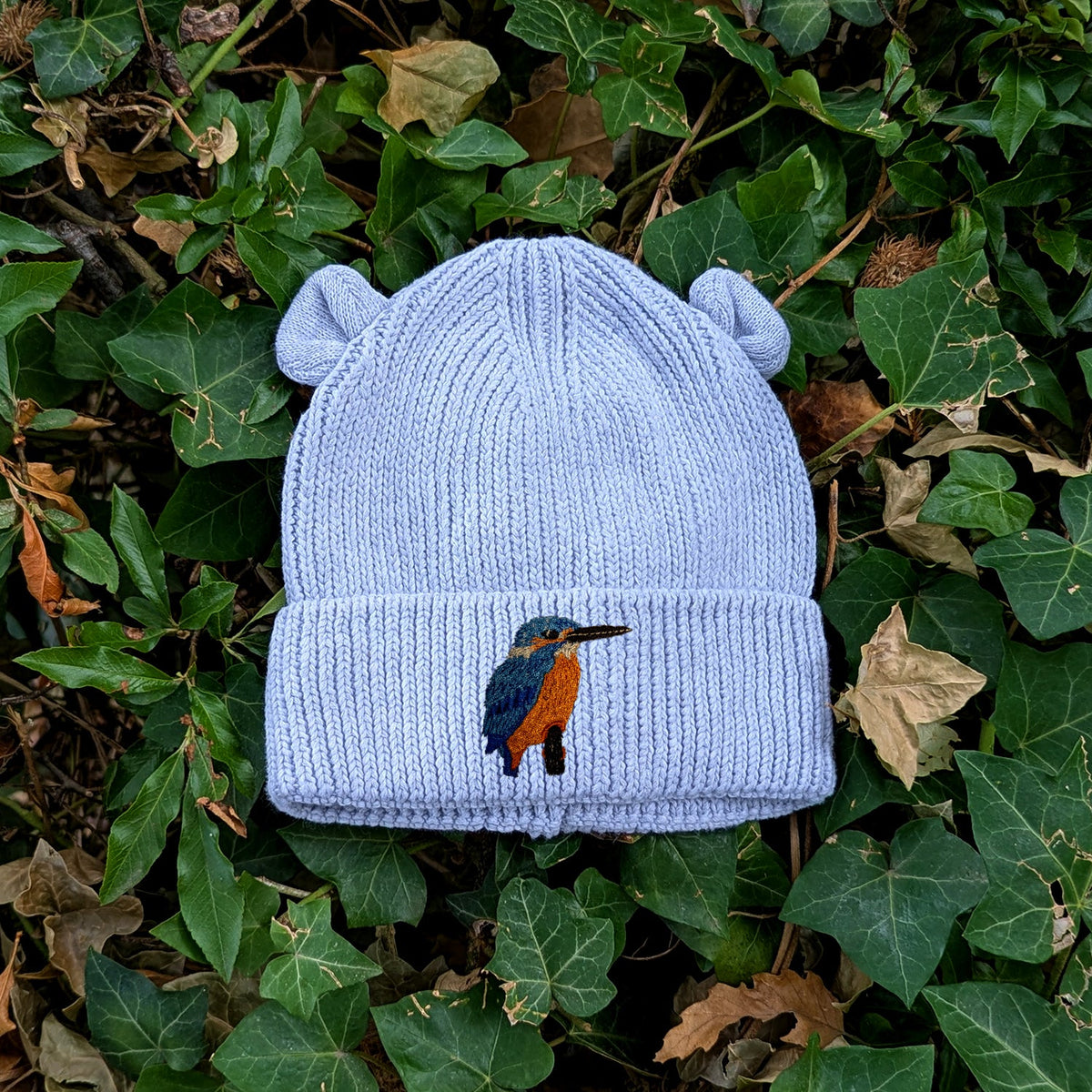 Kingfisher Embroidered Baby Bear Beanie (up to 2 years)