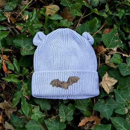 Natterer's Bat Embroidered Baby Bear Beanie (up to 2 years)