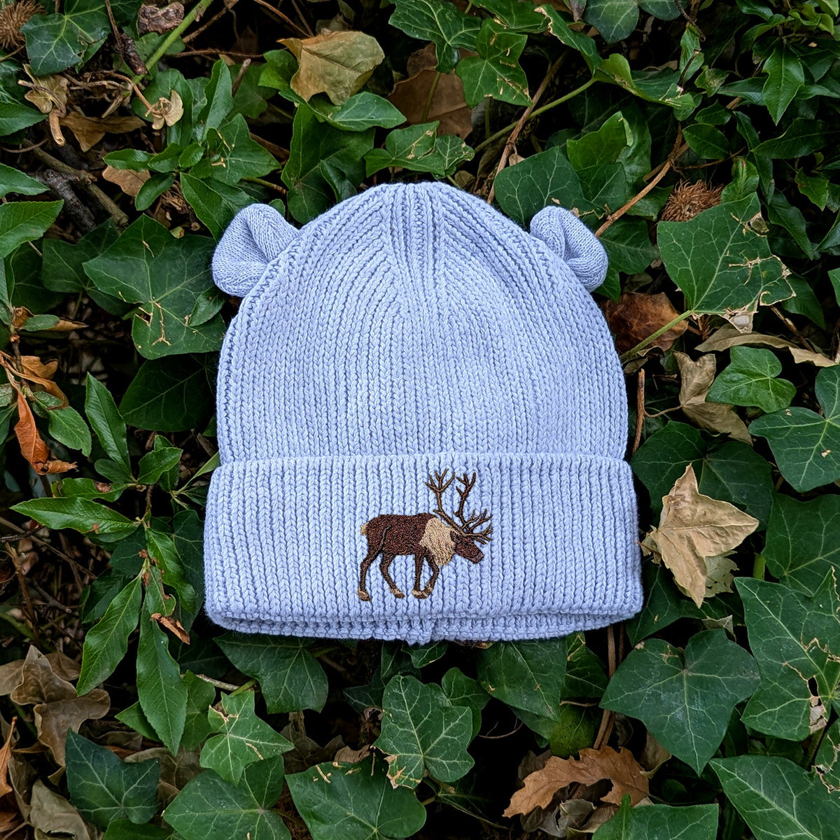 Reindeer Embroidered Baby Bear Beanie (up to 2 years)