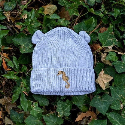 Seahorse Embroidered Baby Bear Beanie (up to 2 years)