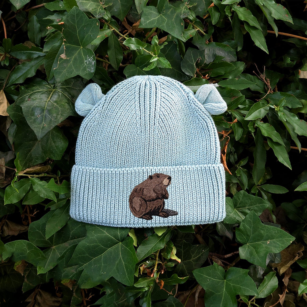 Beaver Embroidered Baby Bear Beanie (up to 2 years)