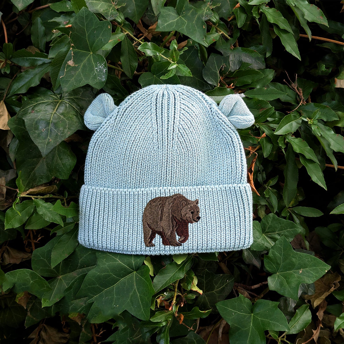 Brown Bear Embroidered Baby Bear Beanie (up to 2 years)