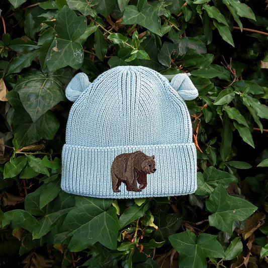 Brown Bear Embroidered Baby Bear Beanie (up to 2 years)