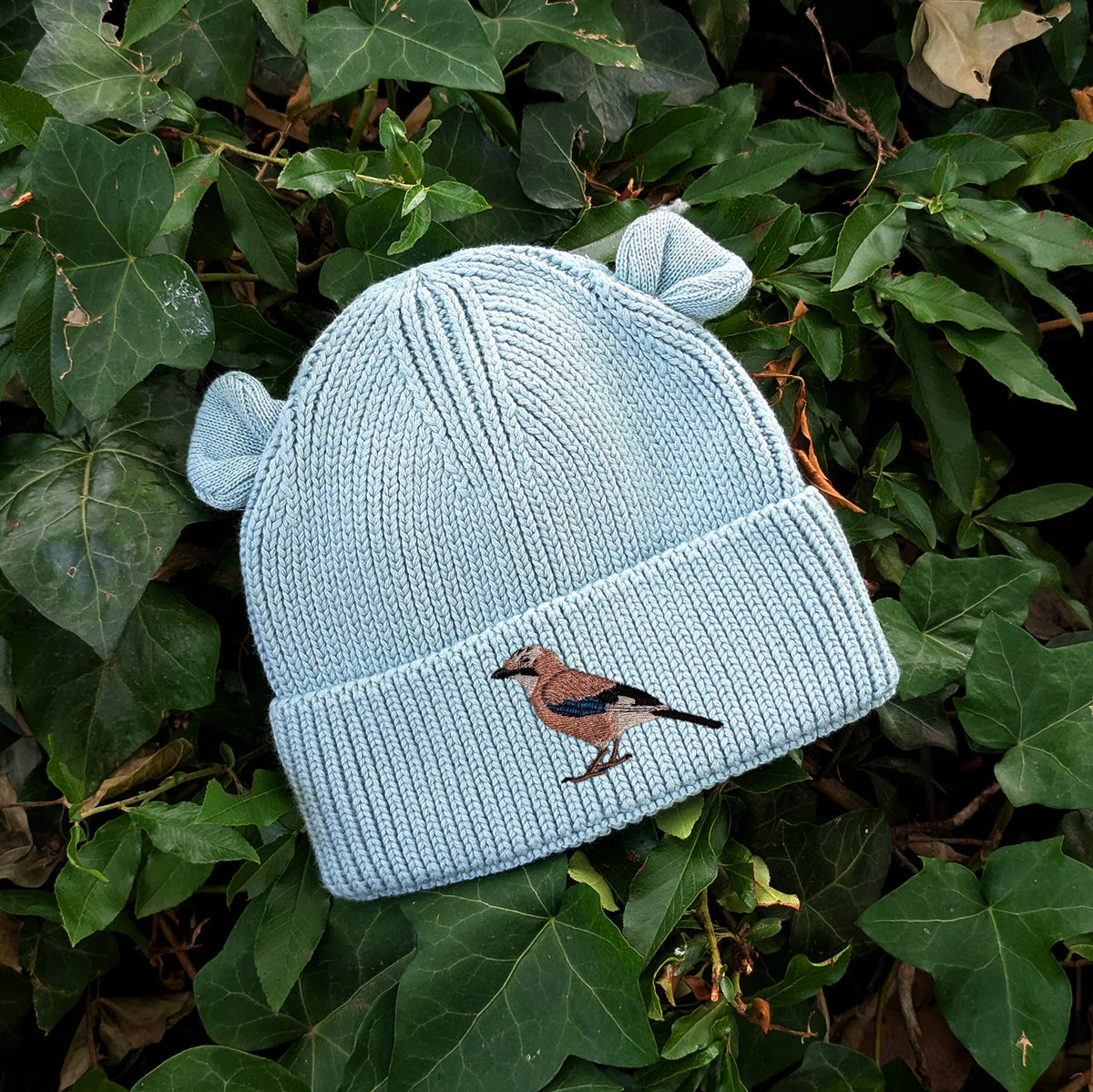 Eurasian Jay Embroidered Baby Bear Beanie (up to 2 years)