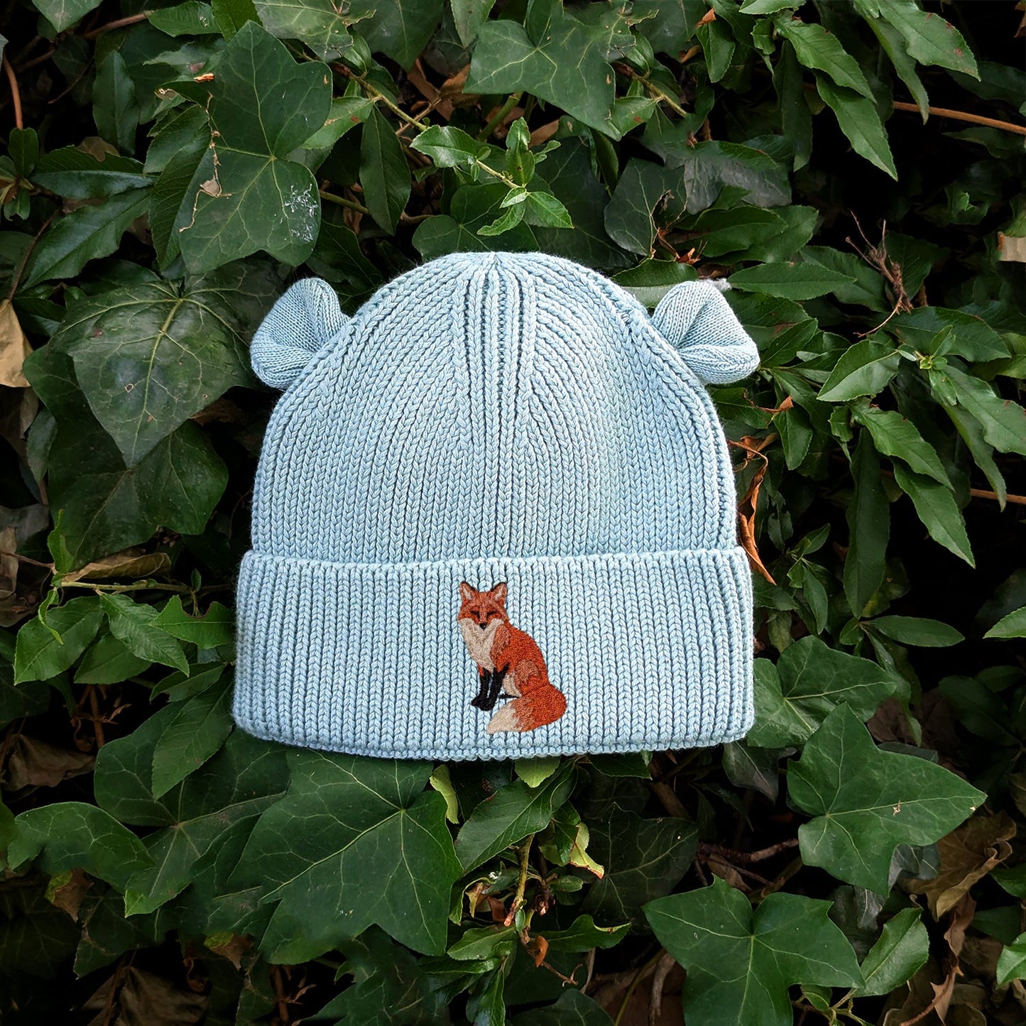 Fox Embroidered Baby Bear Beanie (up to 2 years)