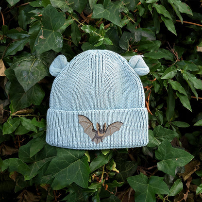Grey Long-Eared Bat Embroidered Baby Bear Beanie (up to 2 years)