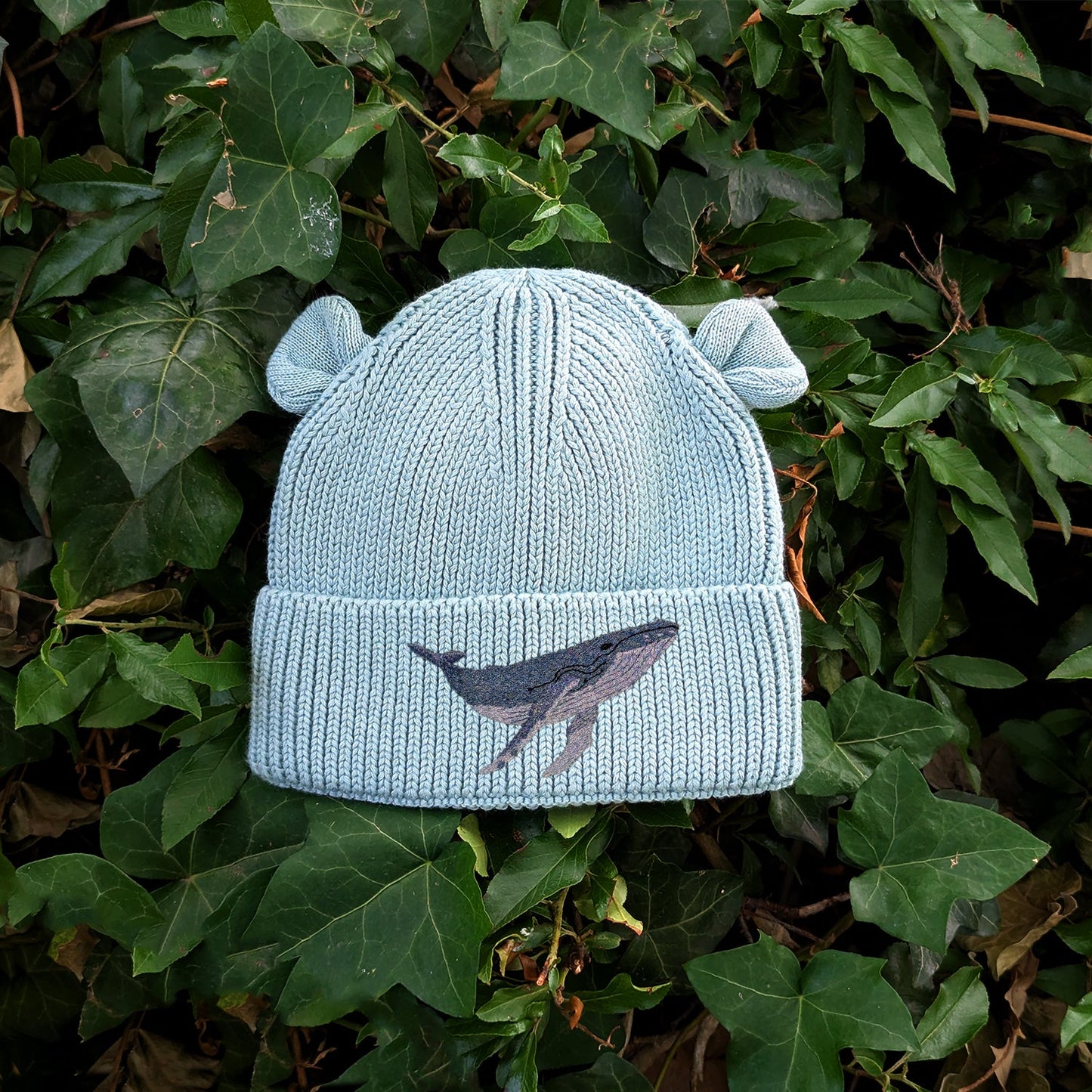 Humpback Whale Embroidered Baby Bear Beanie (up to 2 years)