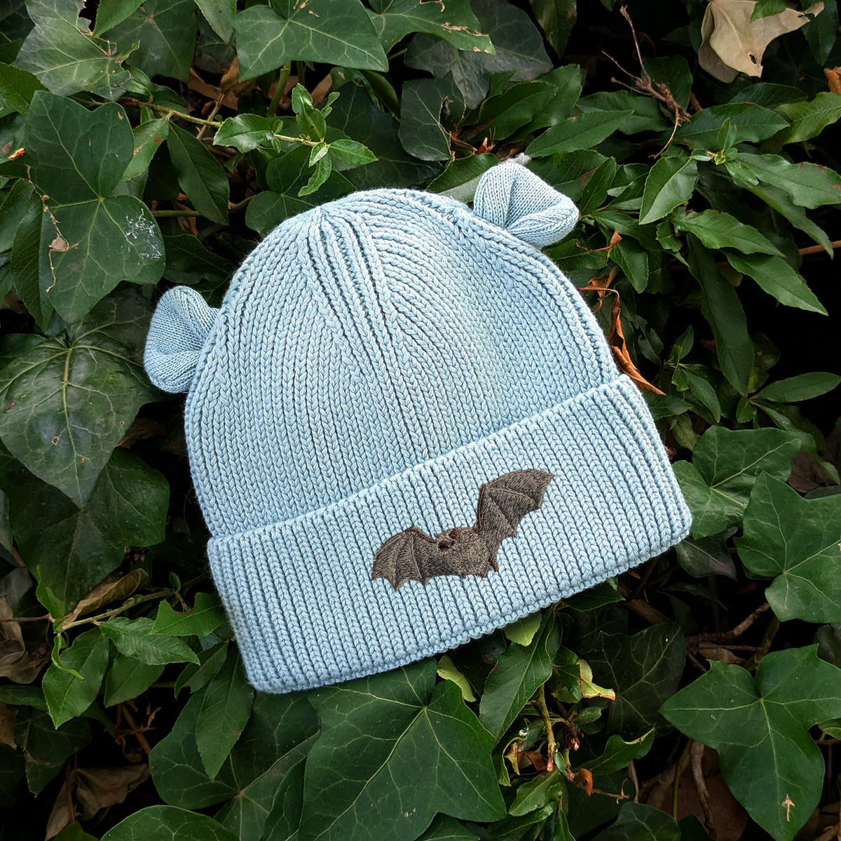 Natterer's Bat Embroidered Baby Bear Beanie (up to 2 years)