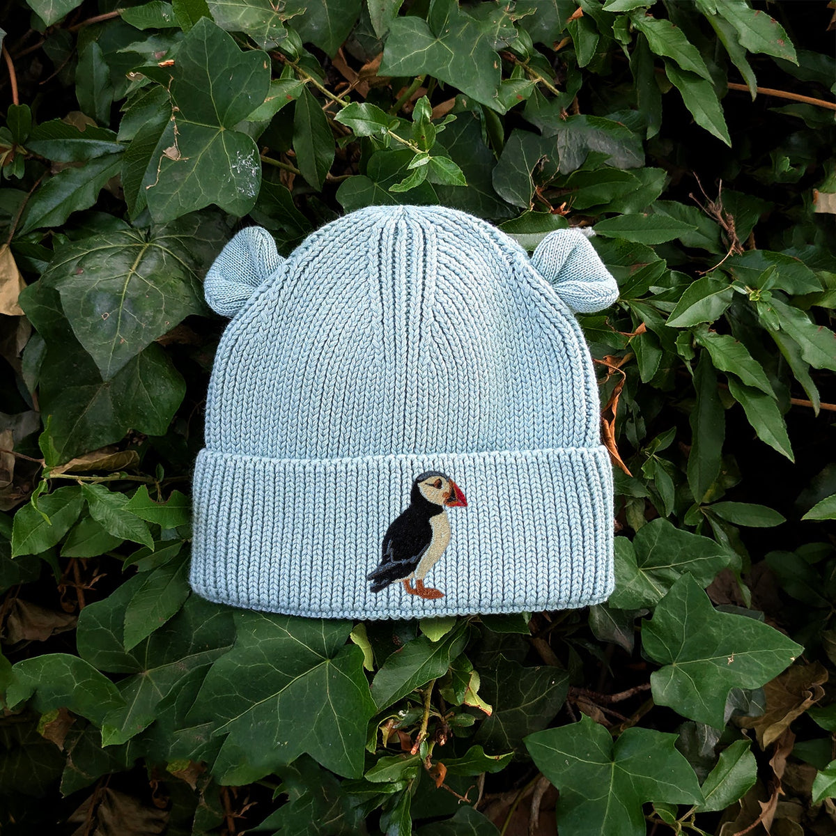 Puffin Embroidered Baby Bear Beanie (up to 2 years)