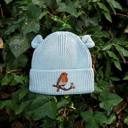 Robin Embroidered Baby Bear Beanie (up to 2 years)