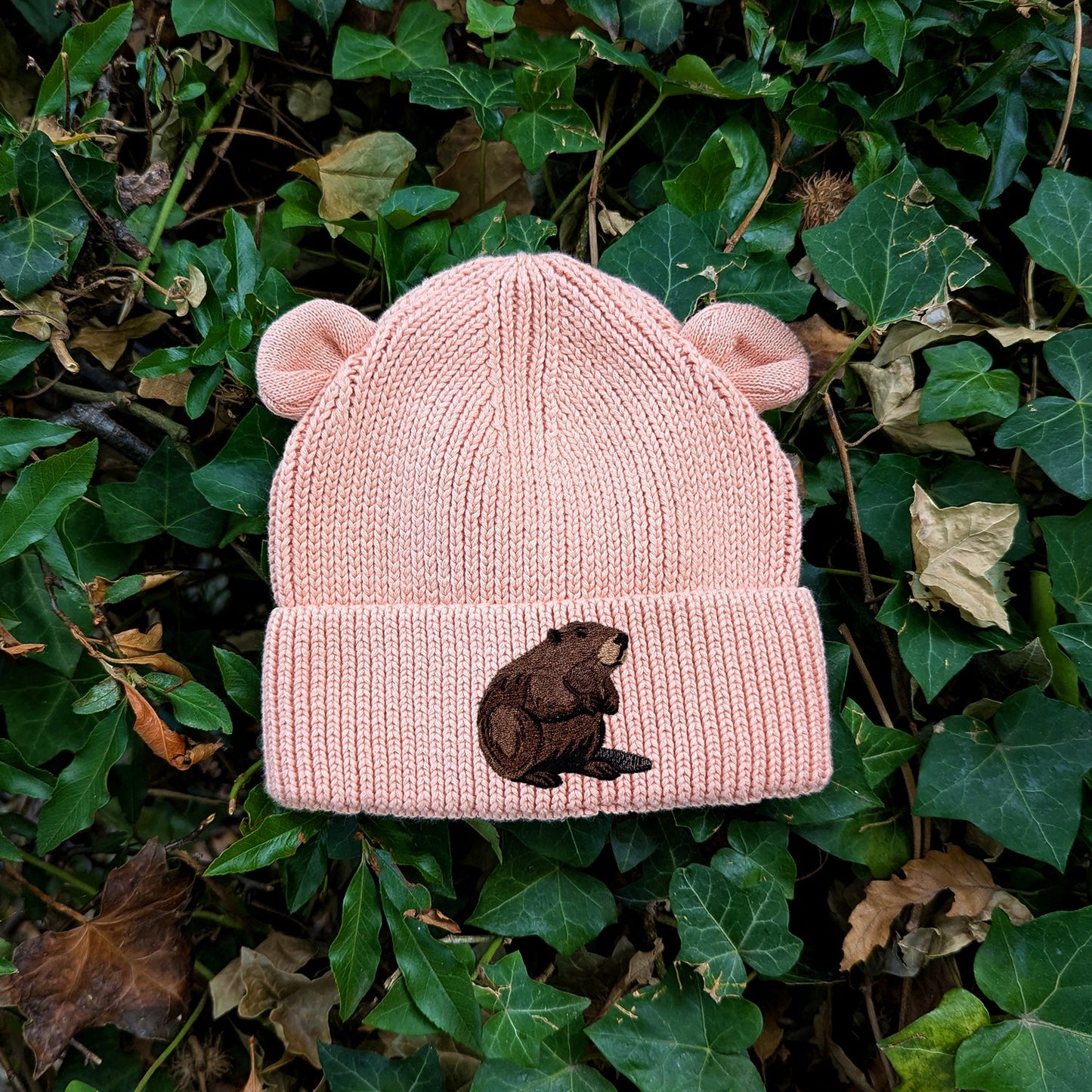 Beaver Embroidered Baby Bear Beanie (up to 2 years)