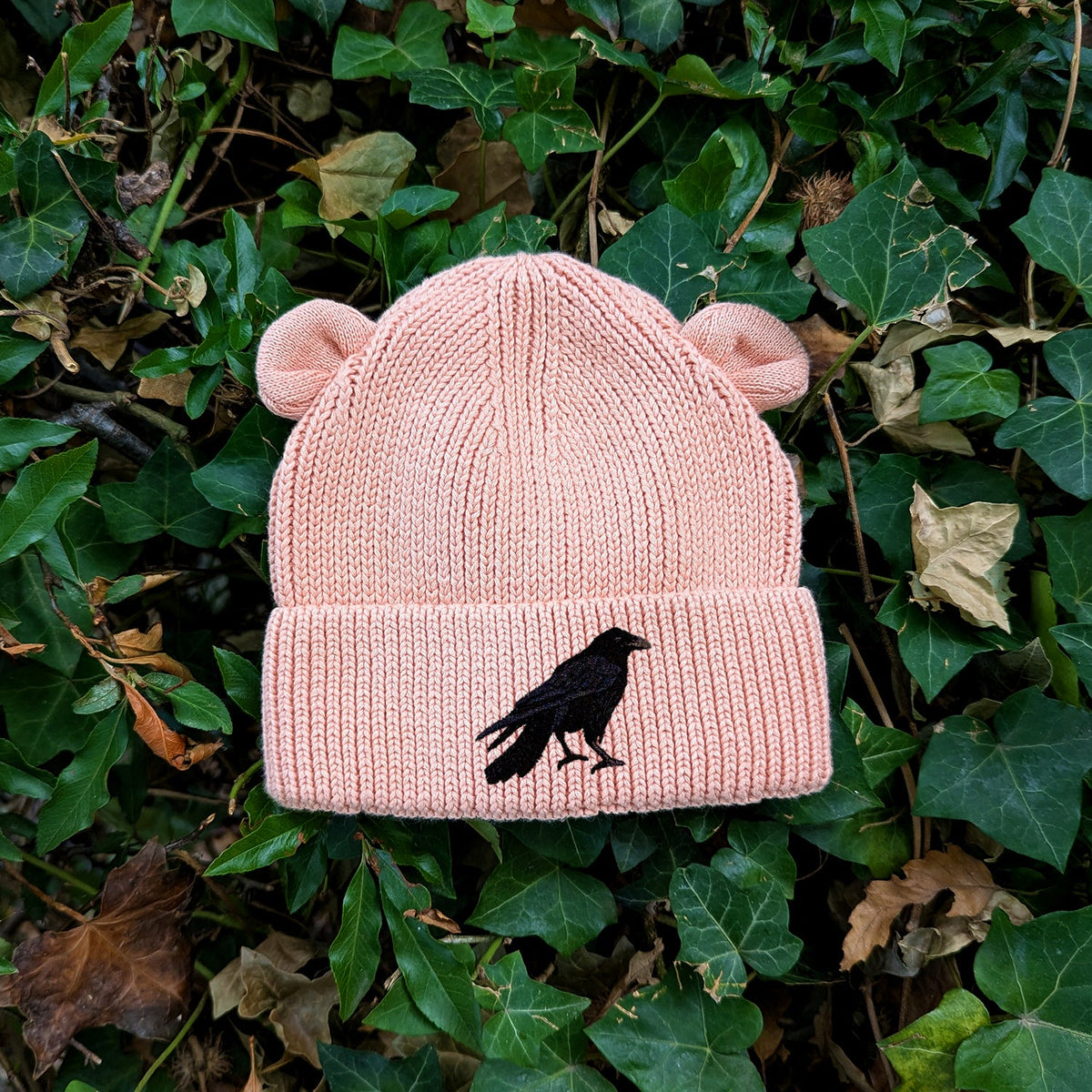 Crow Embroidered Baby Bear Beanie (up to 2 years)